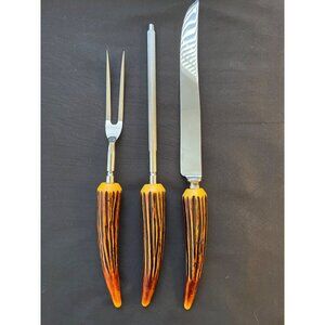 Sheffield England Stainless Steel Carving Knife Set Vintage